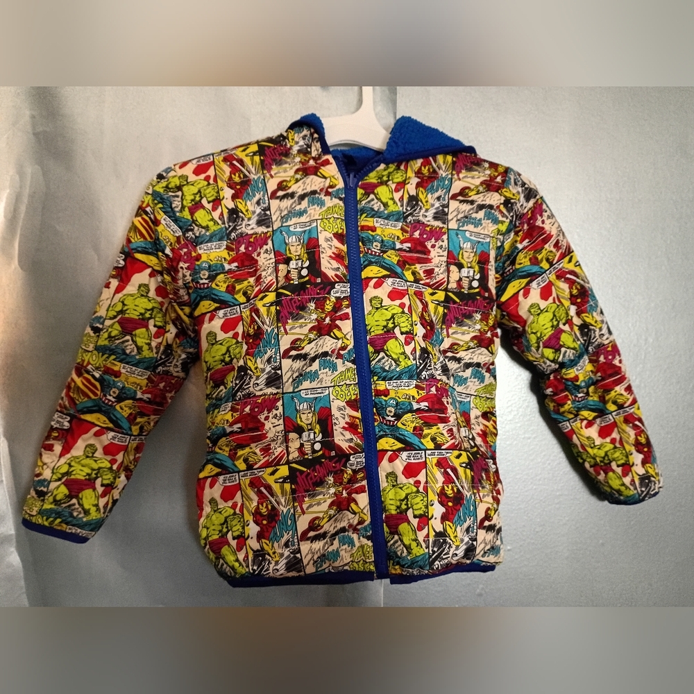 Marvel Kids Puffer Jacket - Multicolor Comic Print